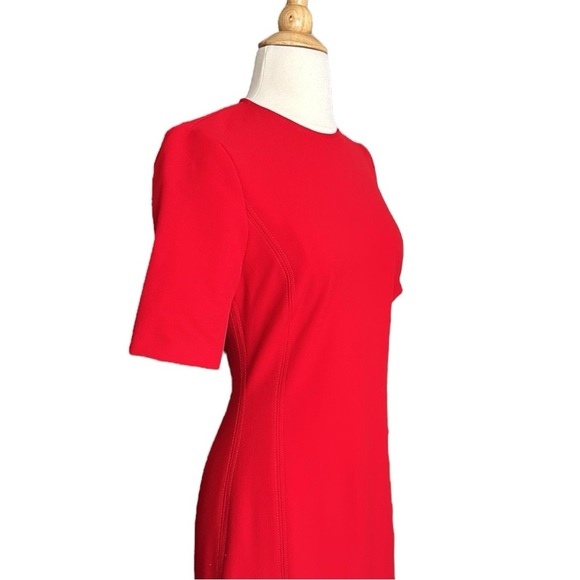 ZARA Red MIDI Dress Column Front Slit Pencil Career Holidays, Size XS - Picture 7 of 16
